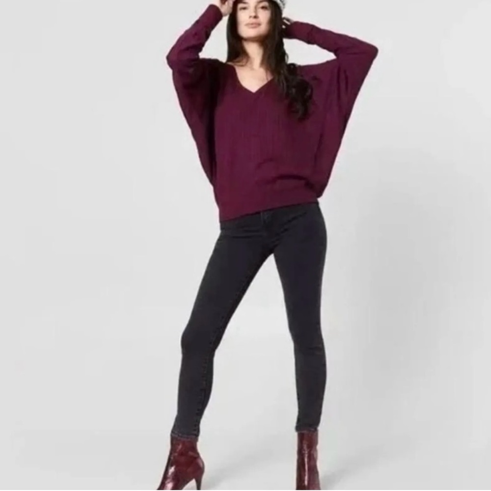 Free People Santa Clara thermal long sleeve tee in mulberry size Large